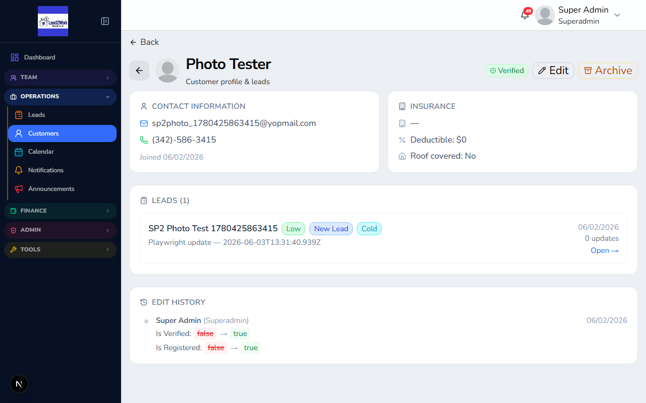 Customer Management screenshot